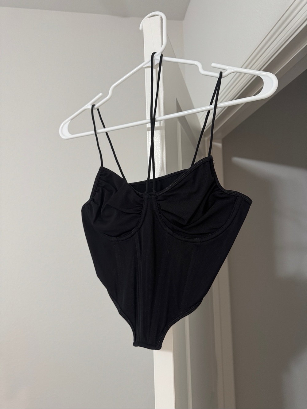 Black Cropped Bustier Tank Top - Women